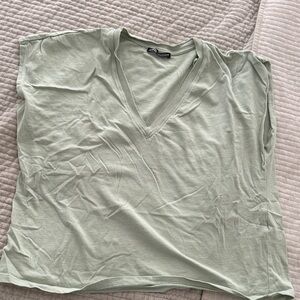 Zara Light Green V-Neck Short Sleeve Tee